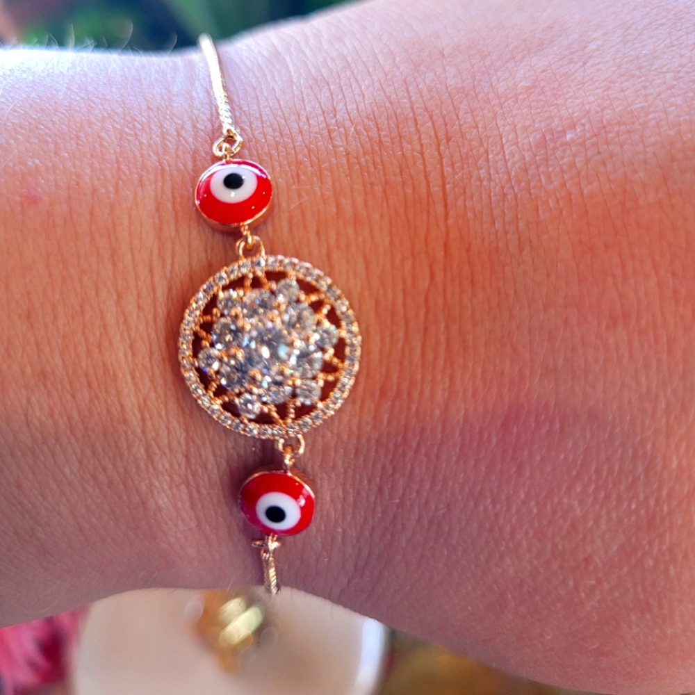 Adjustable Evil Eye Mandala Bracelet - image 2